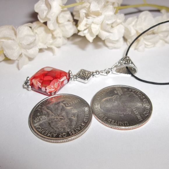 Red MOP Necklace Adjustable Length Beaded NWT 4803 - Picture 4 of 9